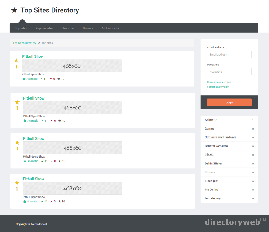 Cкрипт сервиса рейтинга сайтов Top Sites Directory 1.0 этот php скрипт приг...
