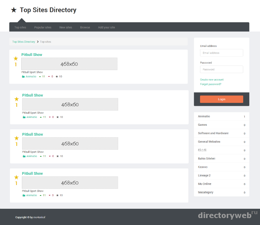 Cкрипт каталога сайтов с рейтингом Top Sites Directory 1.0
