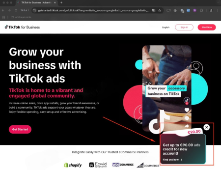 TikTok Ads - как получить купон на 90 евро и 50% скидку на рекламу